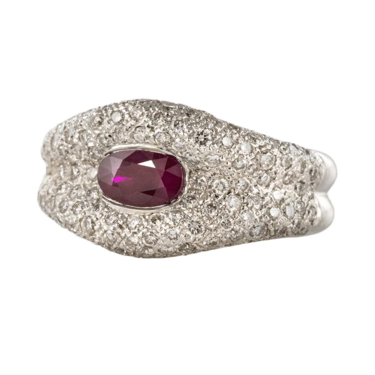 Bague Pavée en or blanc, rubis et diamants - Image 3