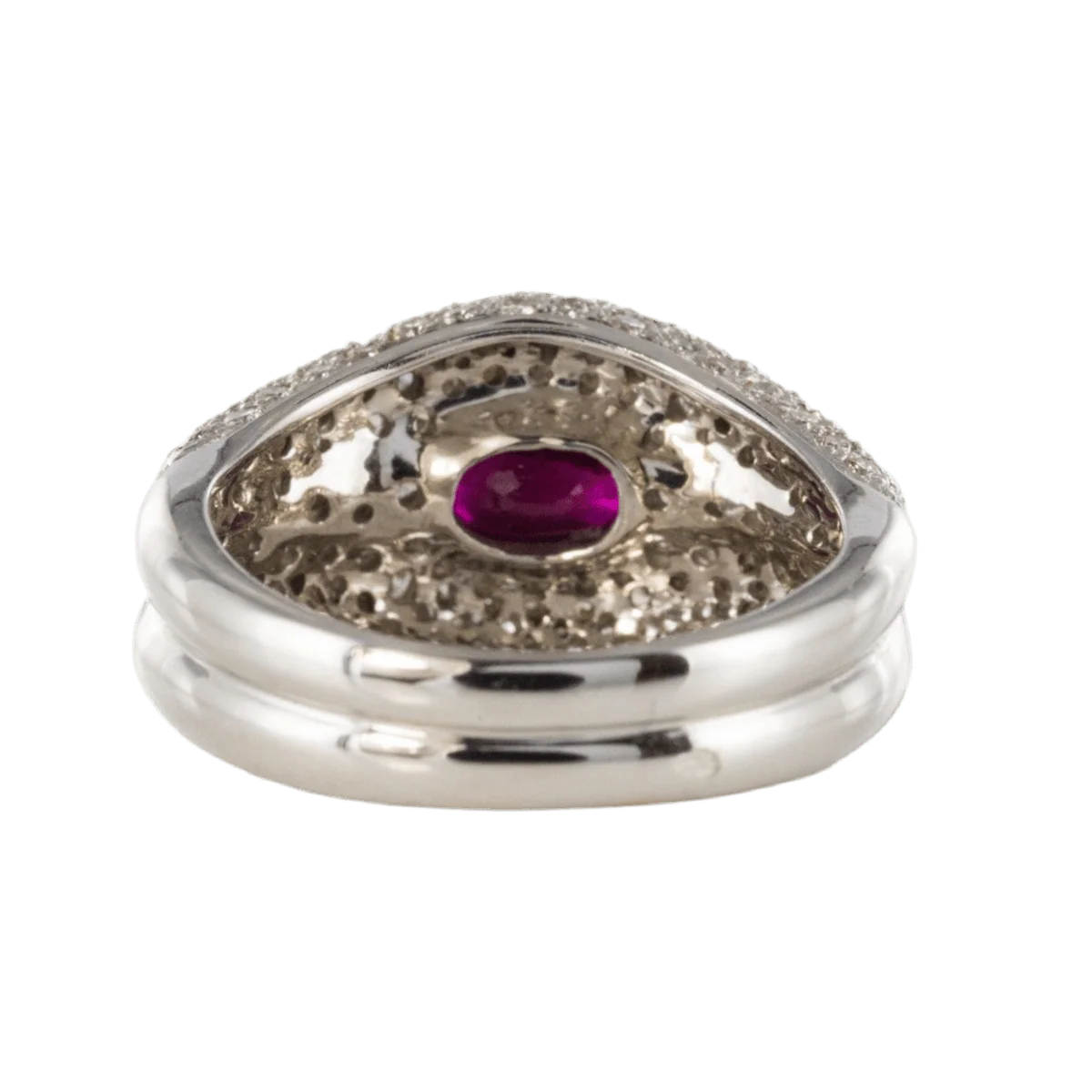 Bague Pavée en or blanc, rubis et diamants - Image 4