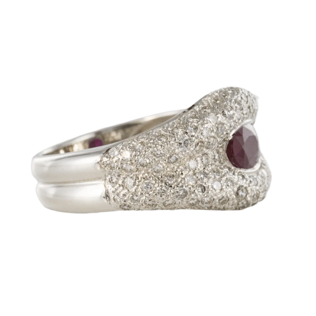 Bague Pavée en or blanc, rubis et diamants - Image 5