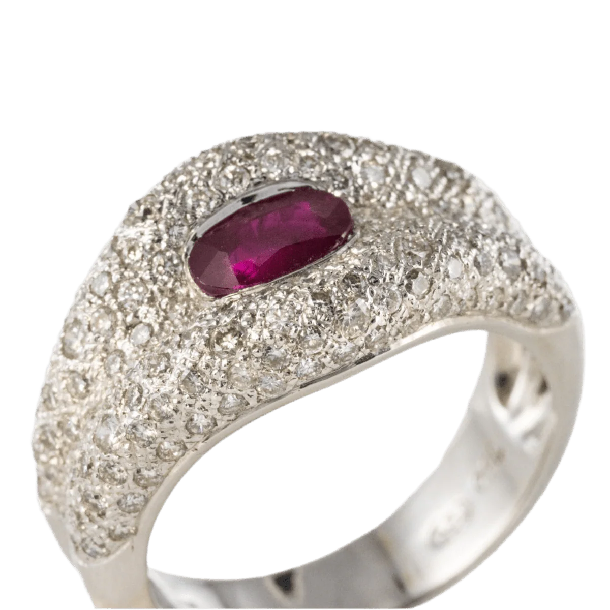 Bague Pavée en or blanc, rubis et diamants - Image 7