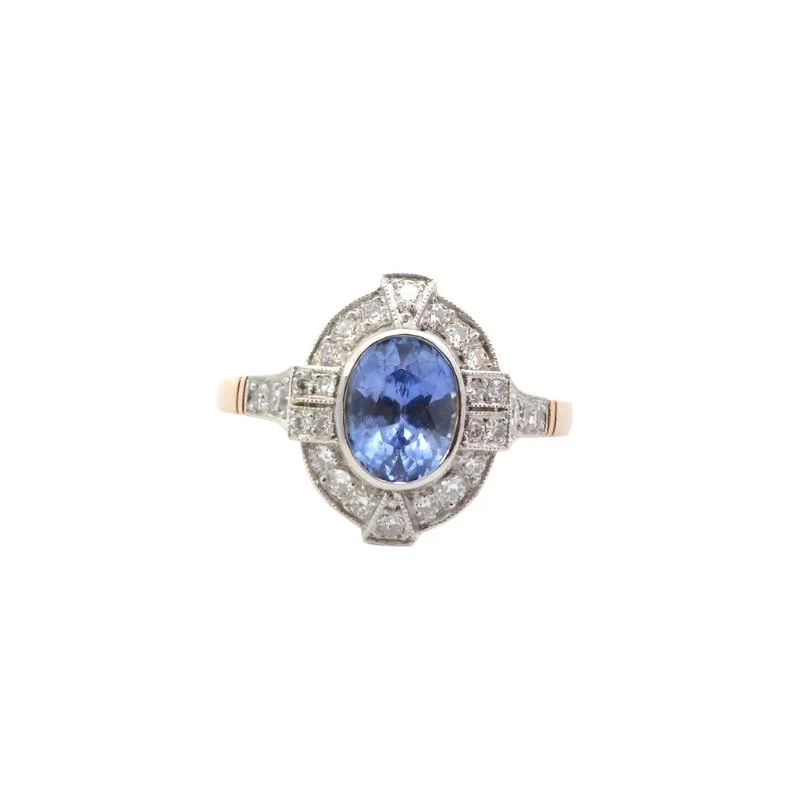 Bague en or, platine, saphir et diamants