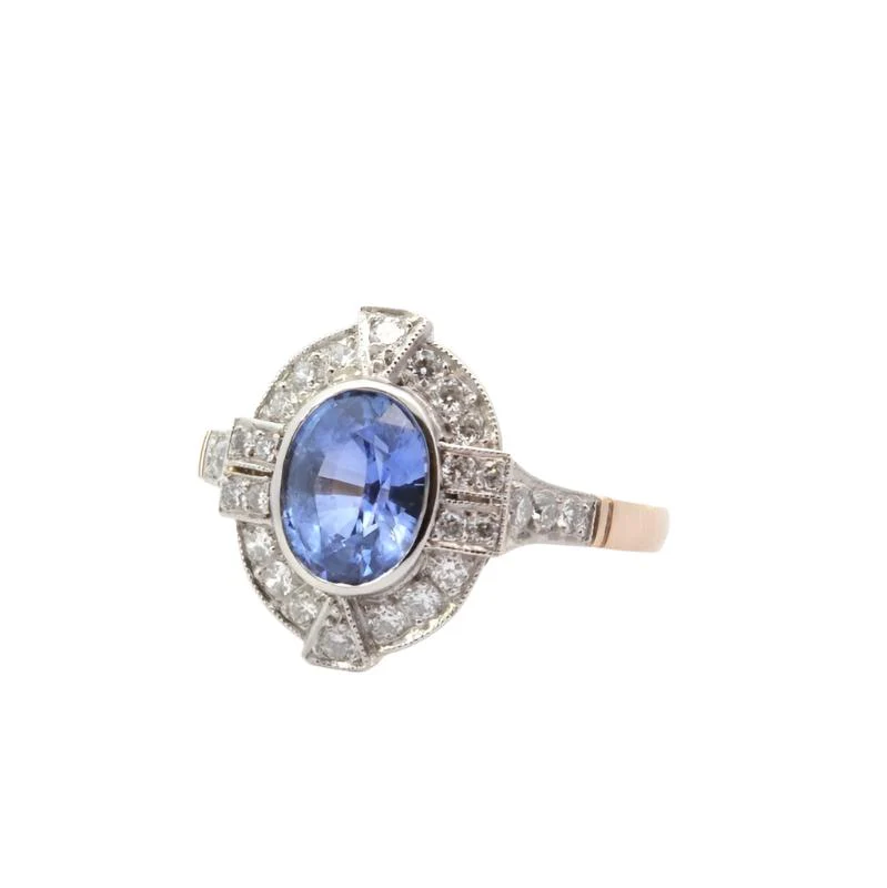Bague en or, platine, saphir et diamants - Image 4