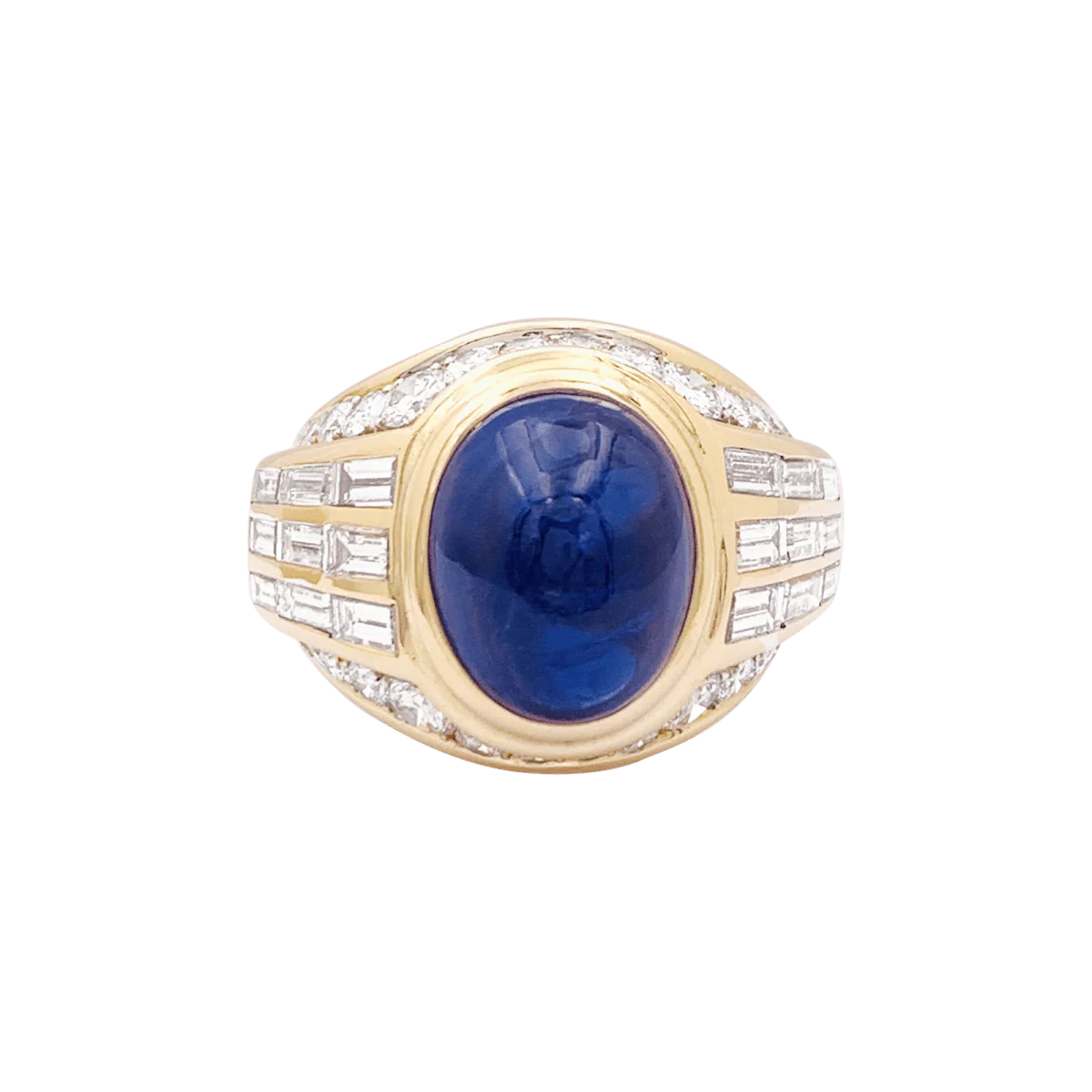 Bague Dôme en or jaune, saphir et diamants