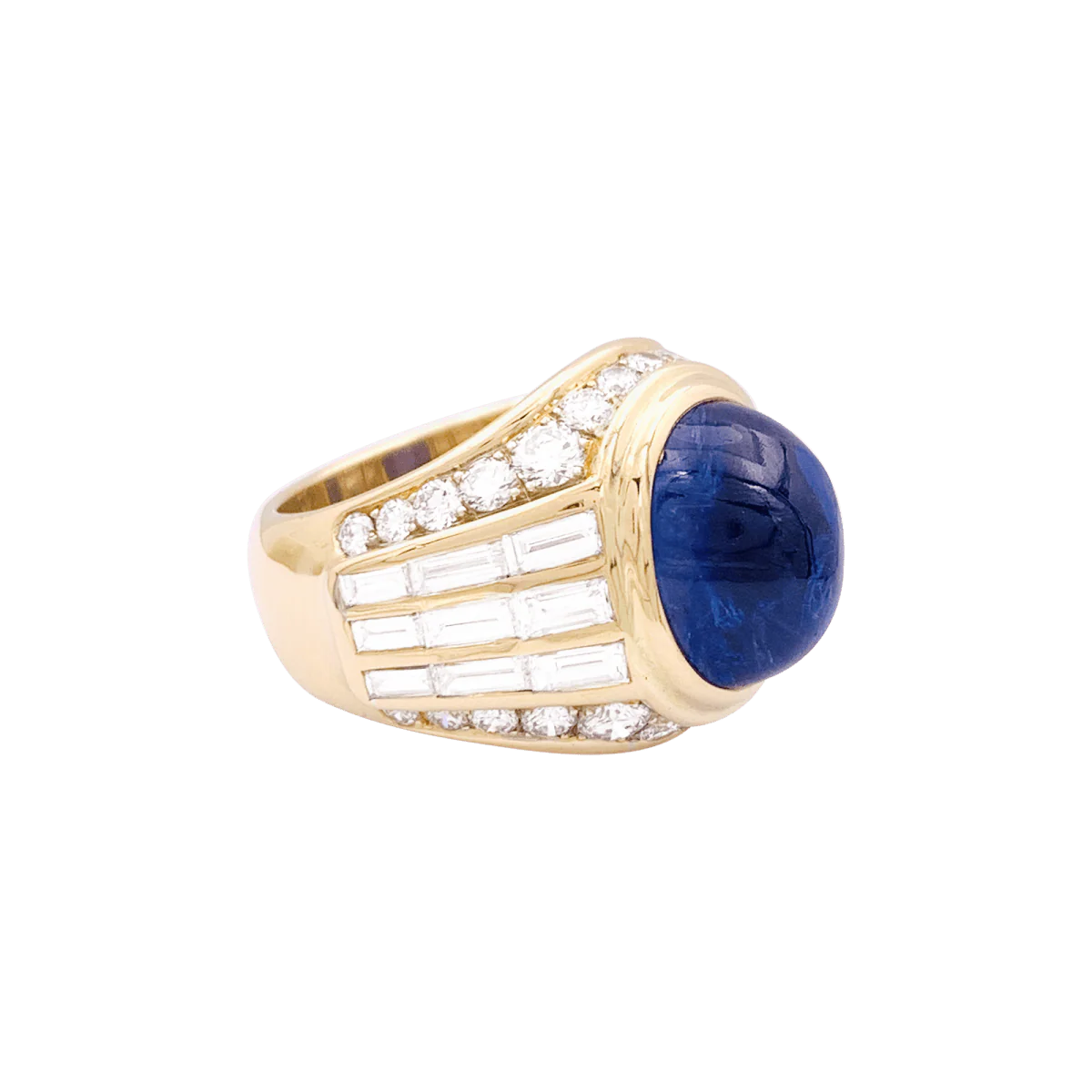 Bague Dôme en or jaune, saphir et diamants - Image 3