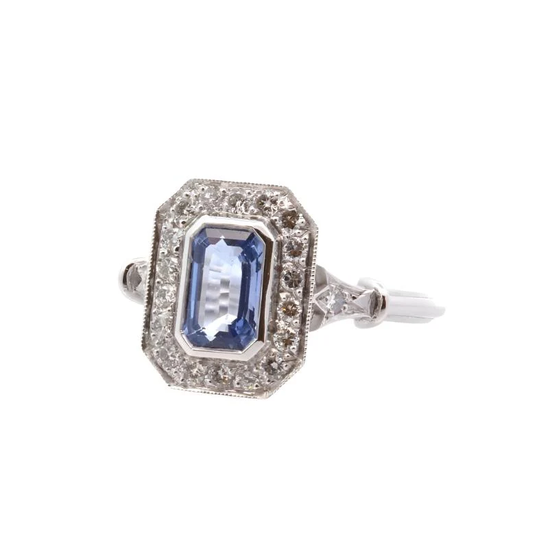 Bague en platine, saphir et diamants - Image 3