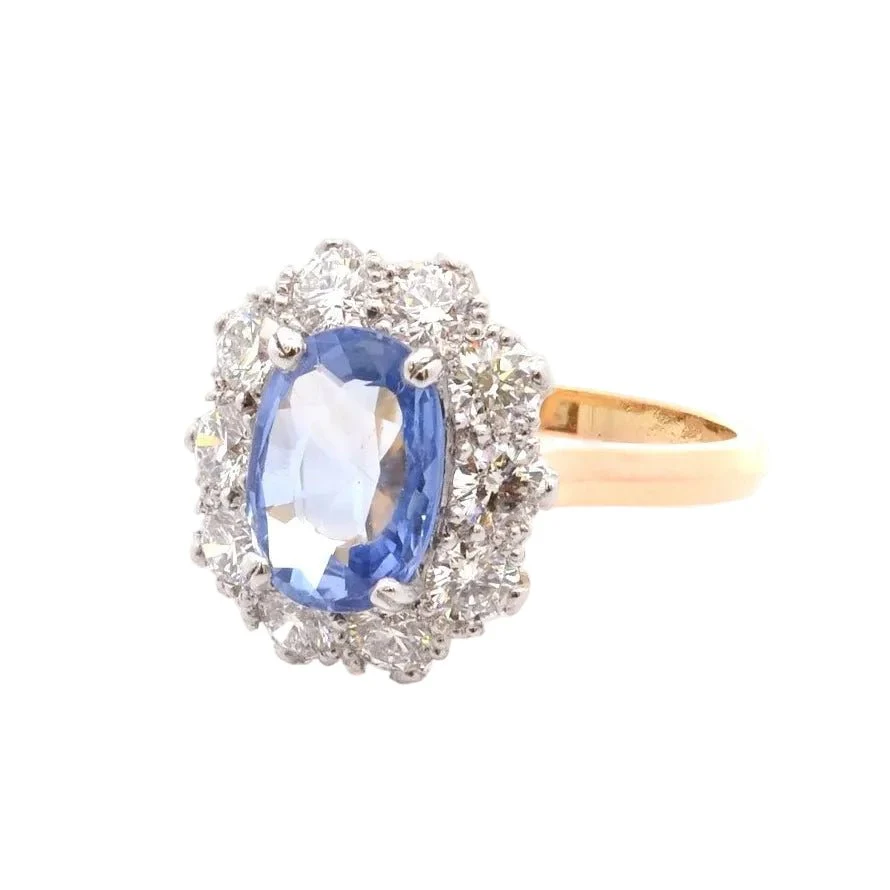Bague en or jaune, platine, saphir et diamants - Image 3