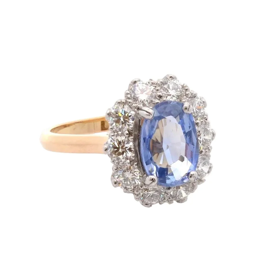 Bague en or jaune, platine, saphir et diamants - Image 5