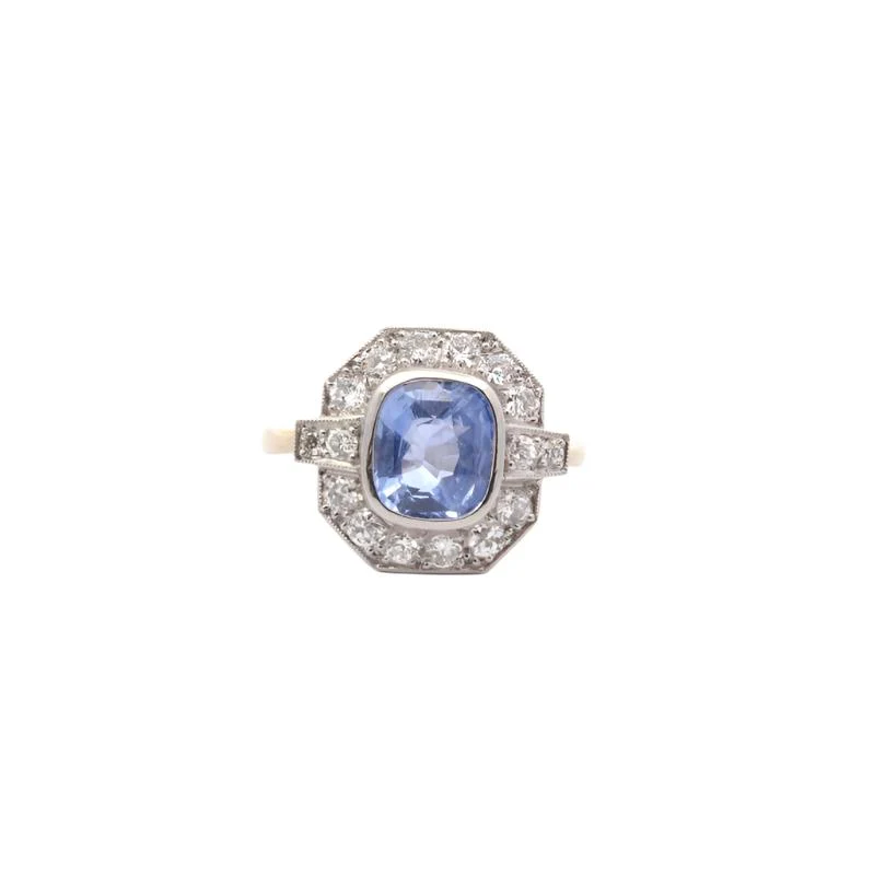 Bague en or, platine, saphir et diamants