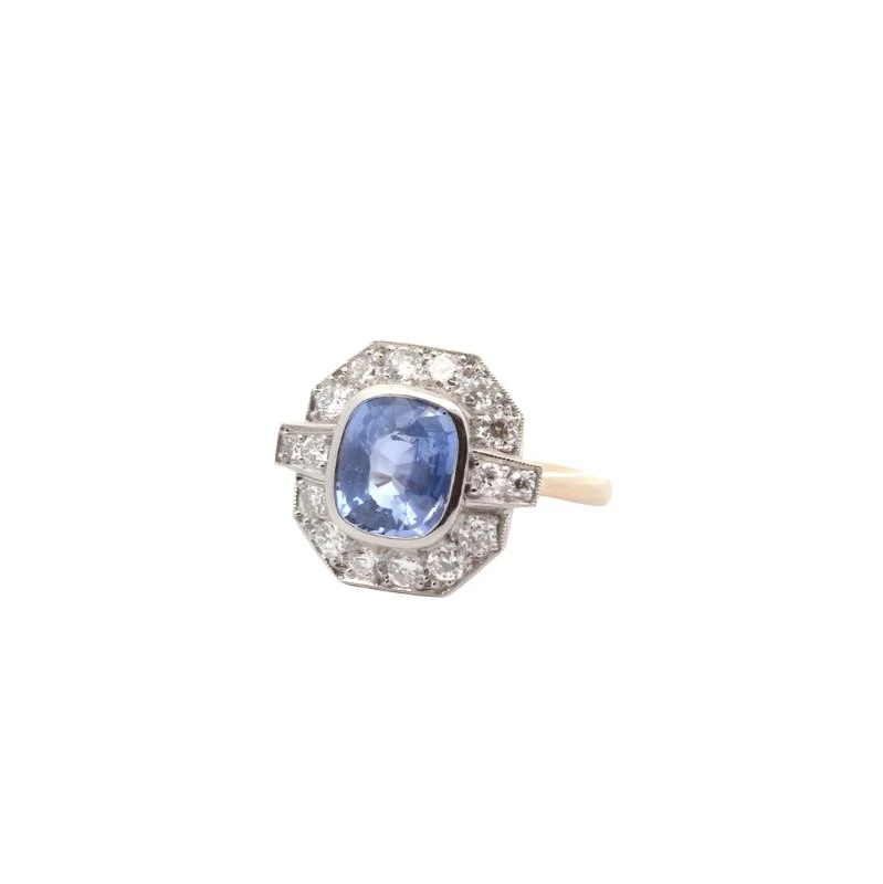 Bague en or, platine, saphir et diamants - Image 4