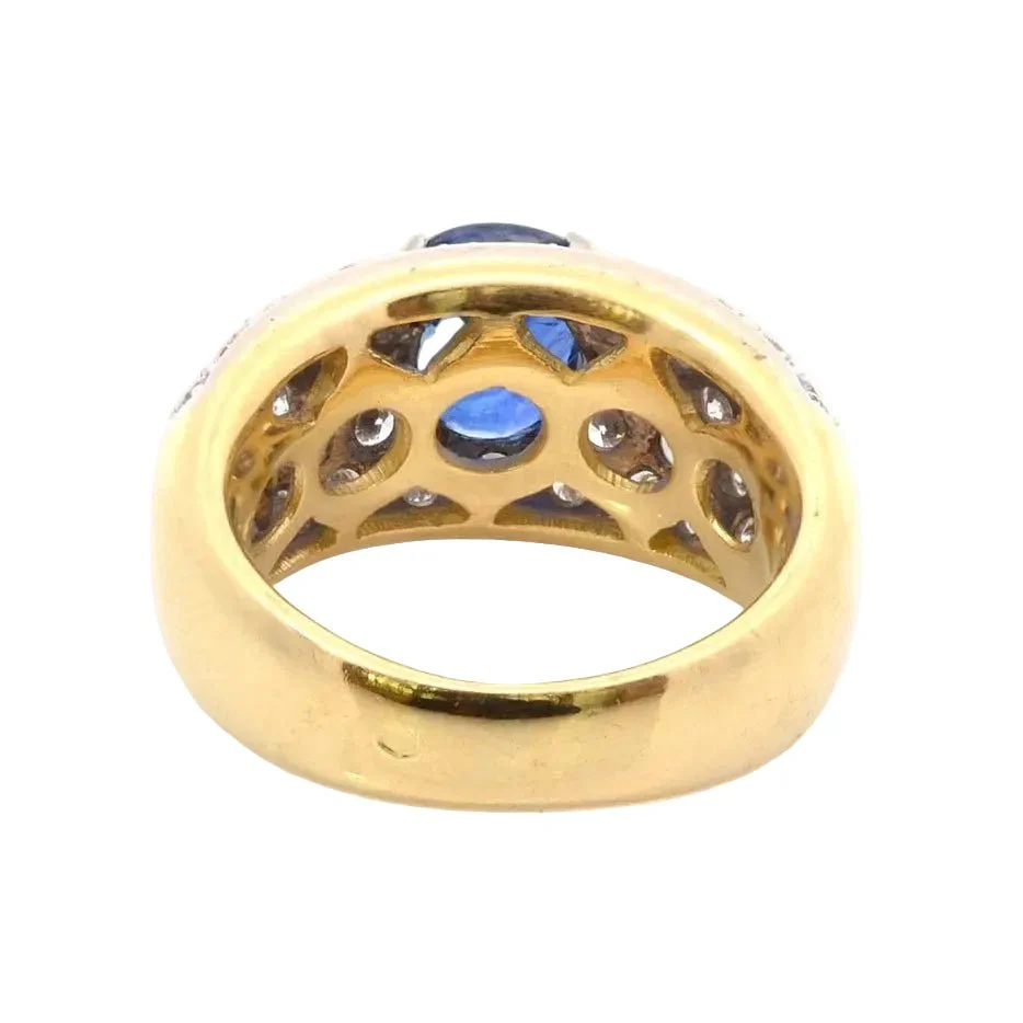 Bague Jonc en or jaune, platine, saphir et diamants - Image 3