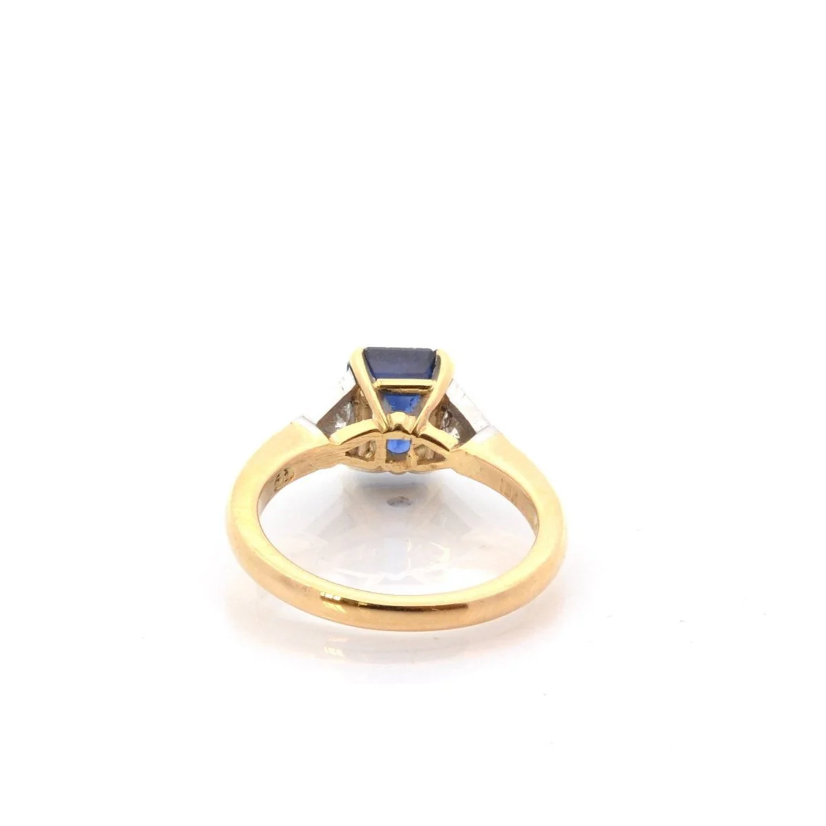 Bague en or jaune, platine, saphir et diamants - Image 3