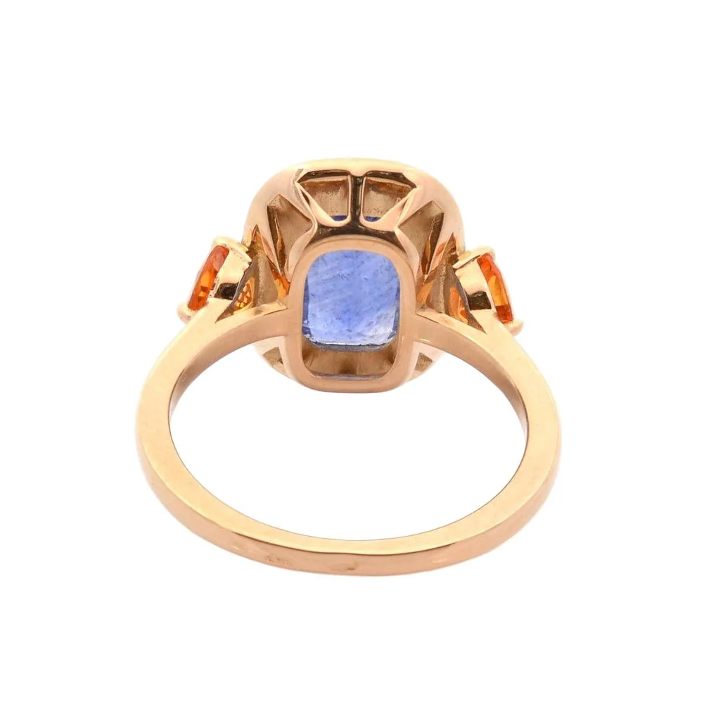 Bague en or jaune, saphir, et diamants - Image 3