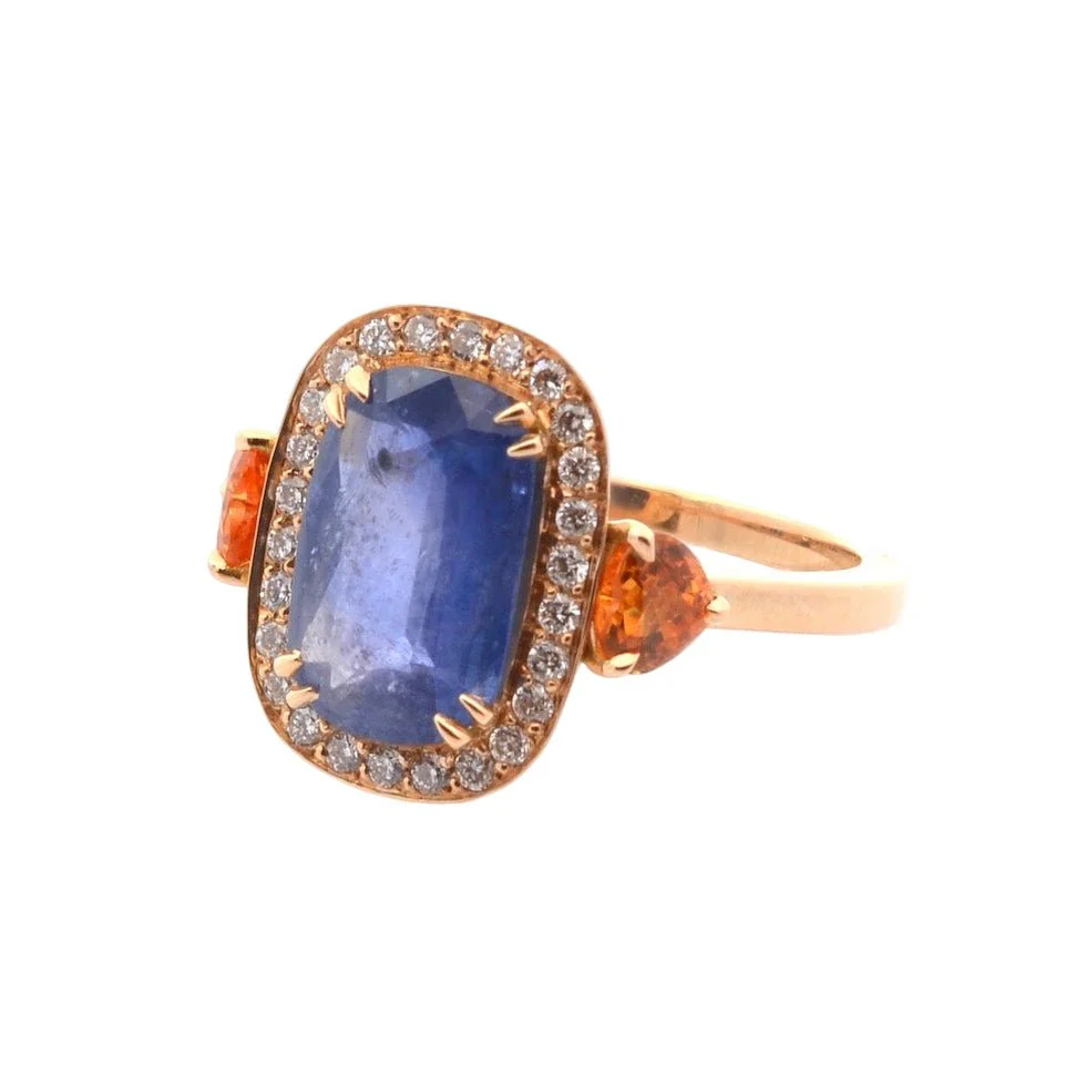 Bague en or jaune, saphir, et diamants - Image 5