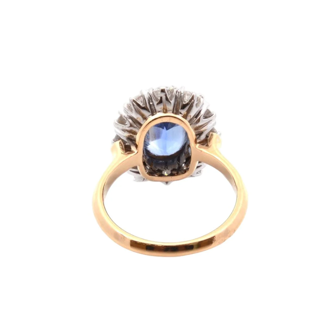Bague Marguerite en or jaune, platine, saphir, et diamants - Image 3