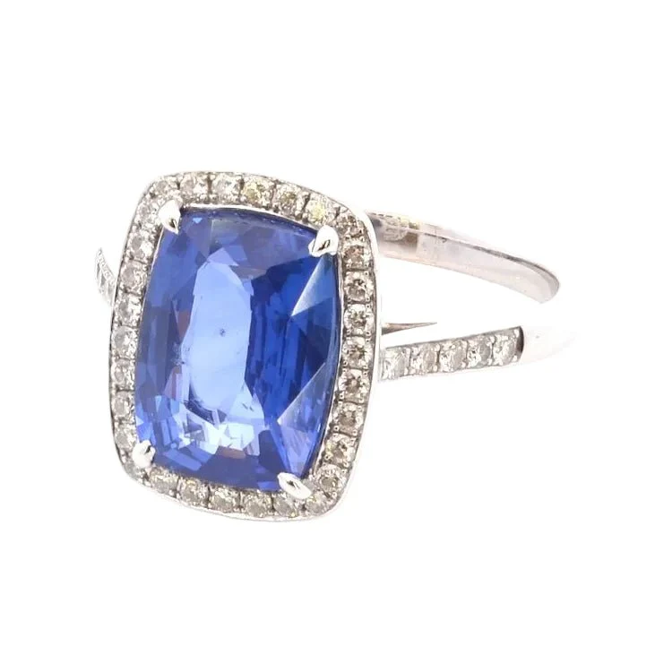 Bague Entourage en or blanc, saphir et diamants - Image 2