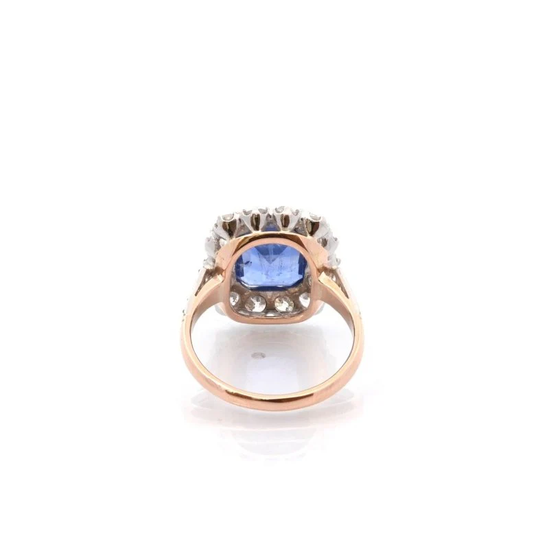 Bague Entourage en plate, or, saphir et diamants - Image 5