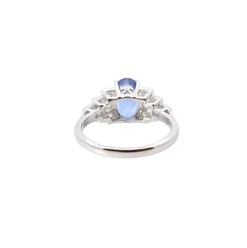 Bague en or blanc, saphir de Ceylan et diamants - Image 3