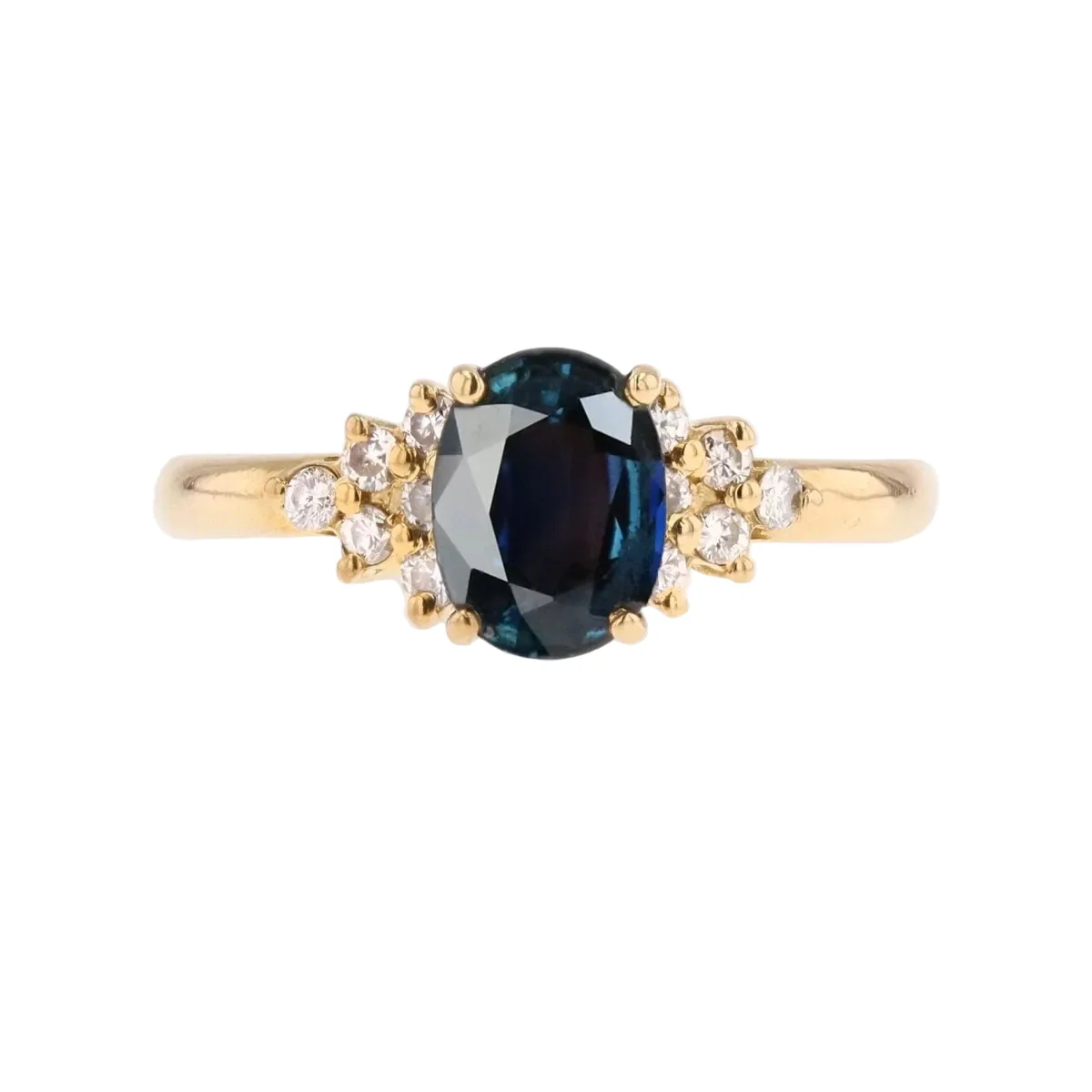 Bague Pompadour en or jaune, saphir et diamants