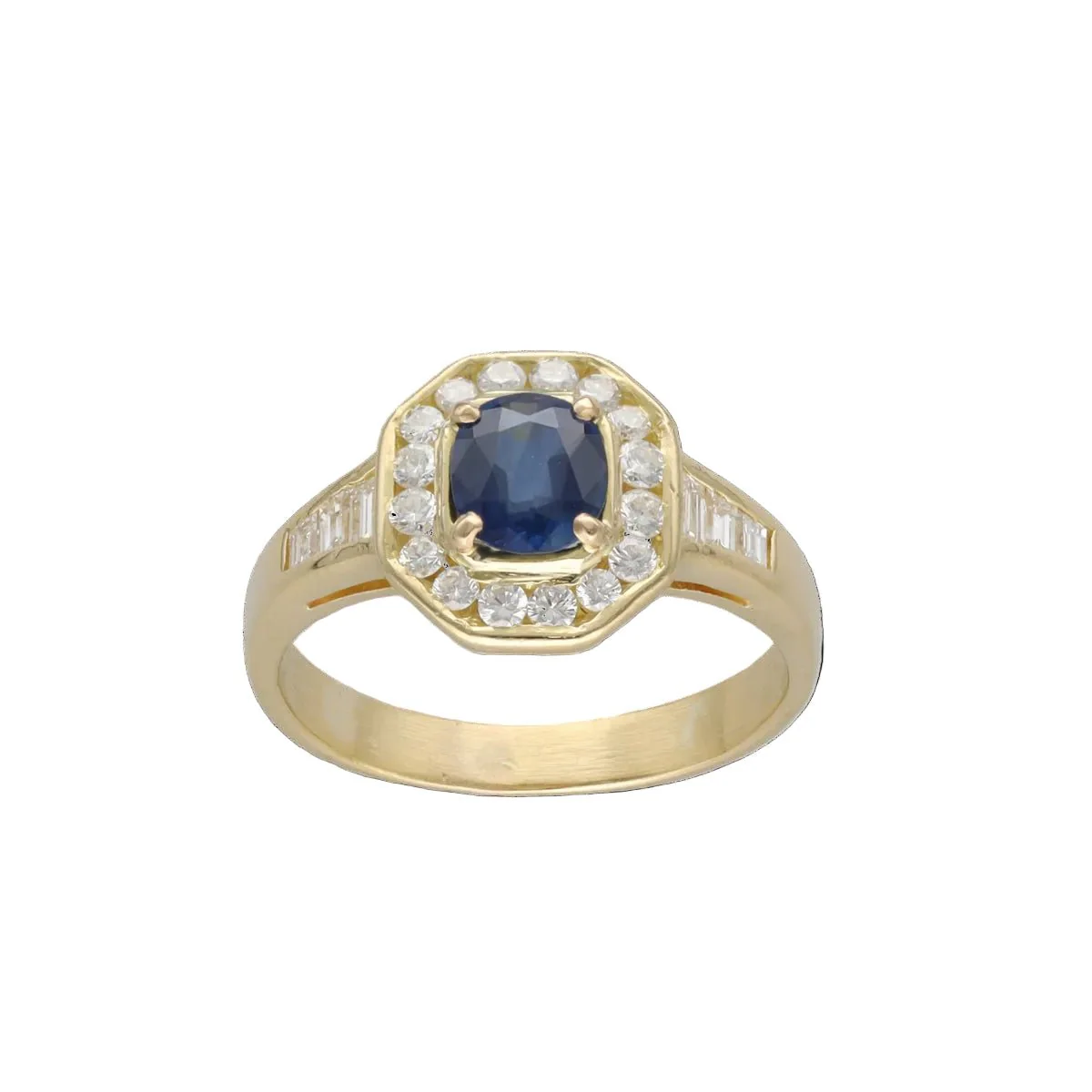 Bague Entourage en or jaune, saphir et diamants