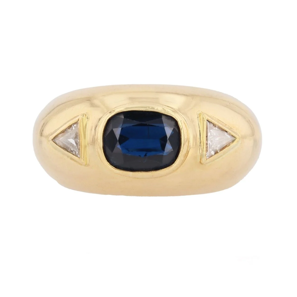 Bague Jonc en or jaune, saphir et diamants