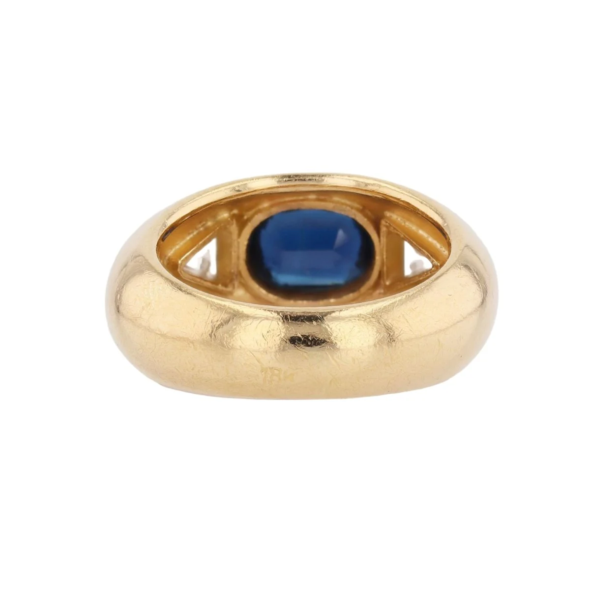 Bague Jonc en or jaune, saphir et diamants - Image 3