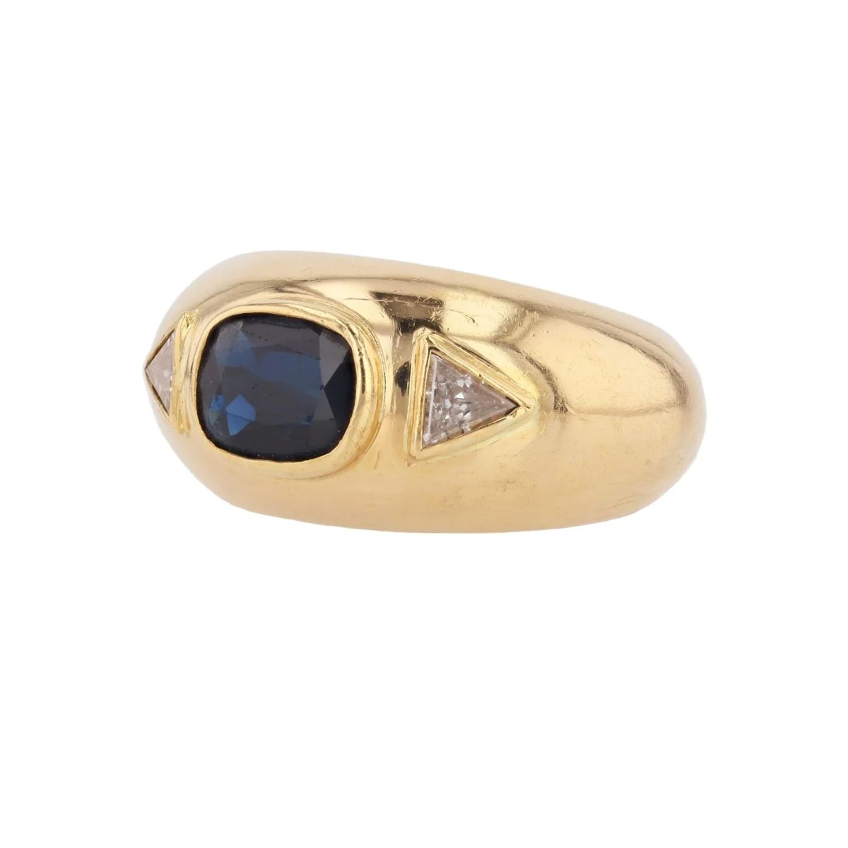Bague Jonc en or jaune, saphir et diamants - Image 4