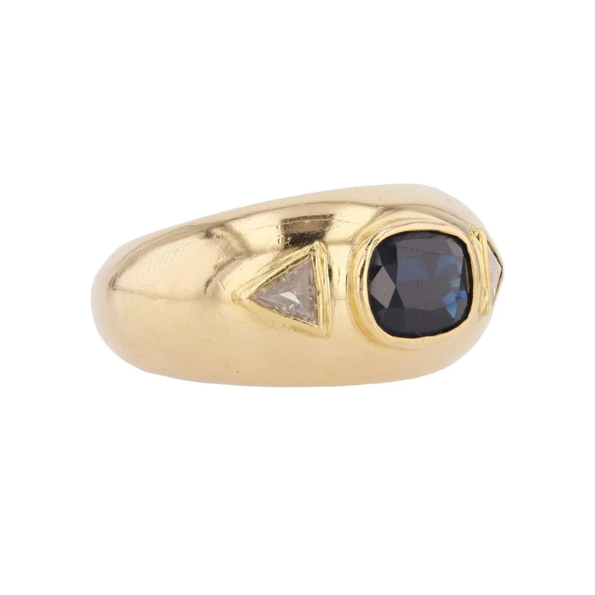 Bague Jonc en or jaune, saphir et diamants - Image 5