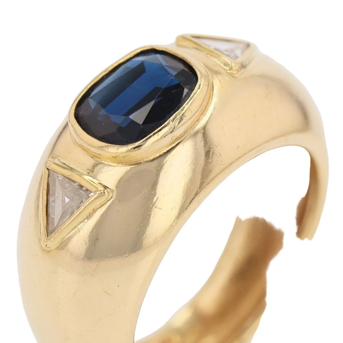 Bague Jonc en or jaune, saphir et diamants - Image 6