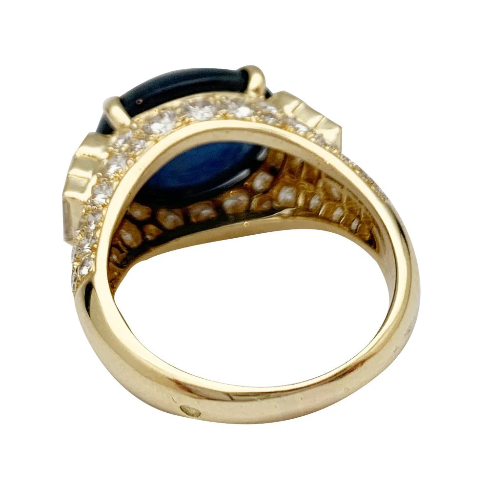 Bague saphir en or jaune et diamants - Image 5