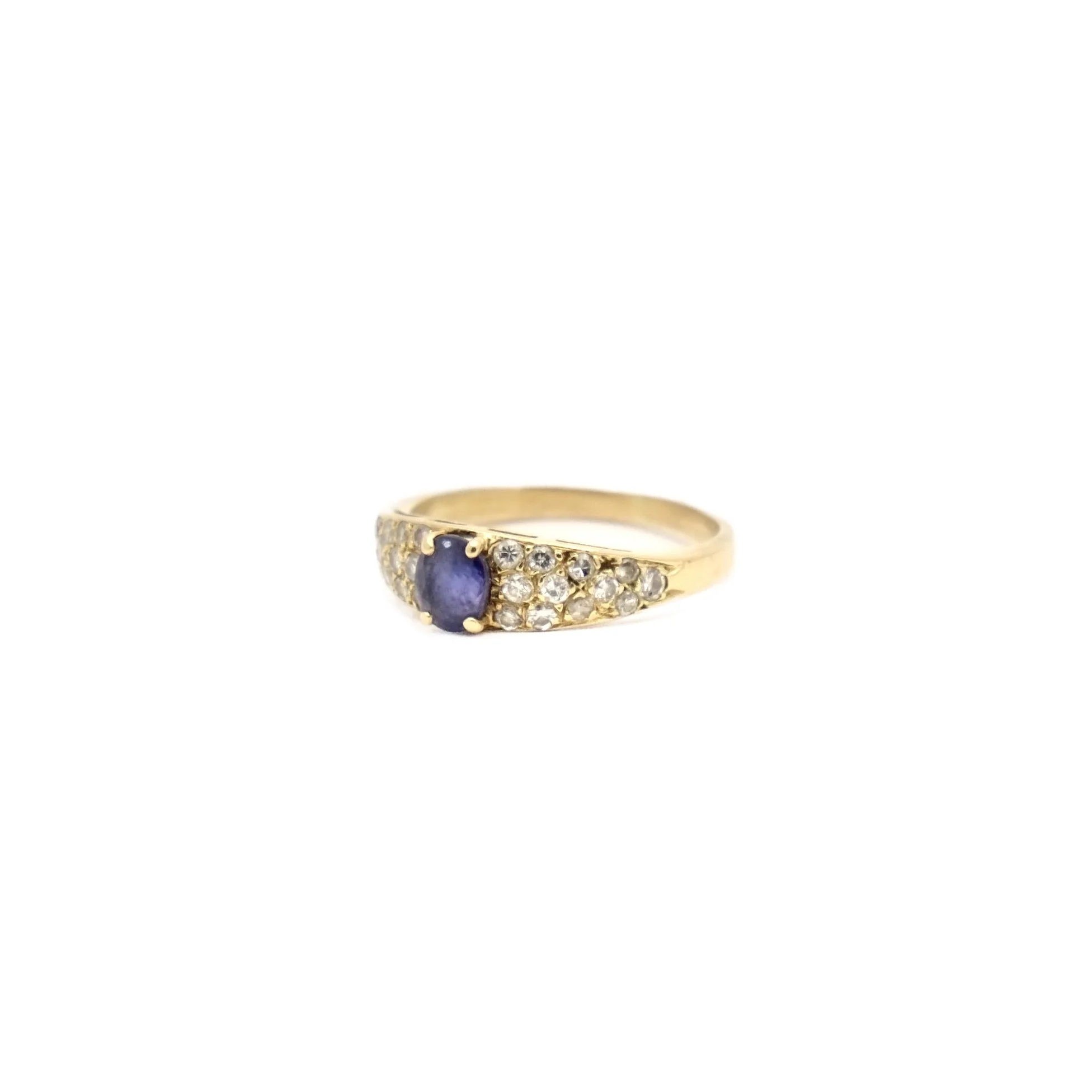 Bague en or jaune et or gris avec saphir et diamants - Image 3