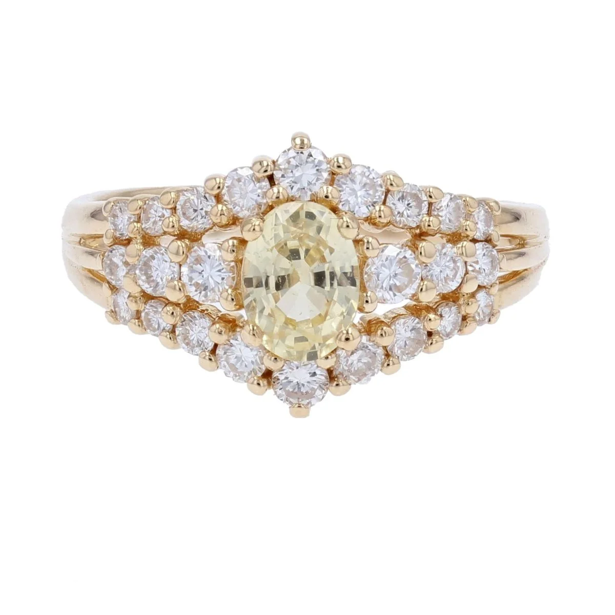 Bague Pavée en or jaune, saphir et diamants