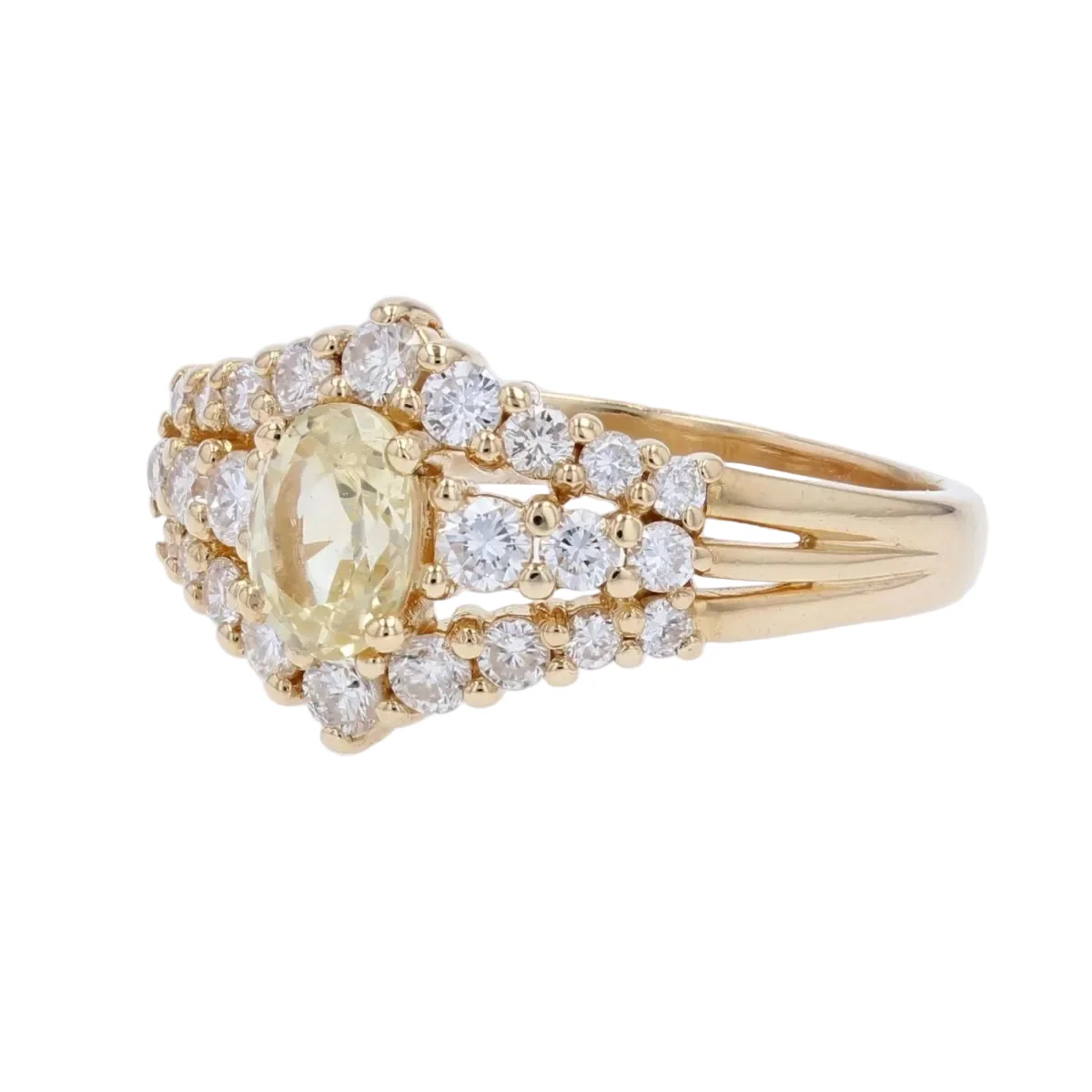 Bague Pavée en or jaune, saphir et diamants - Image 3