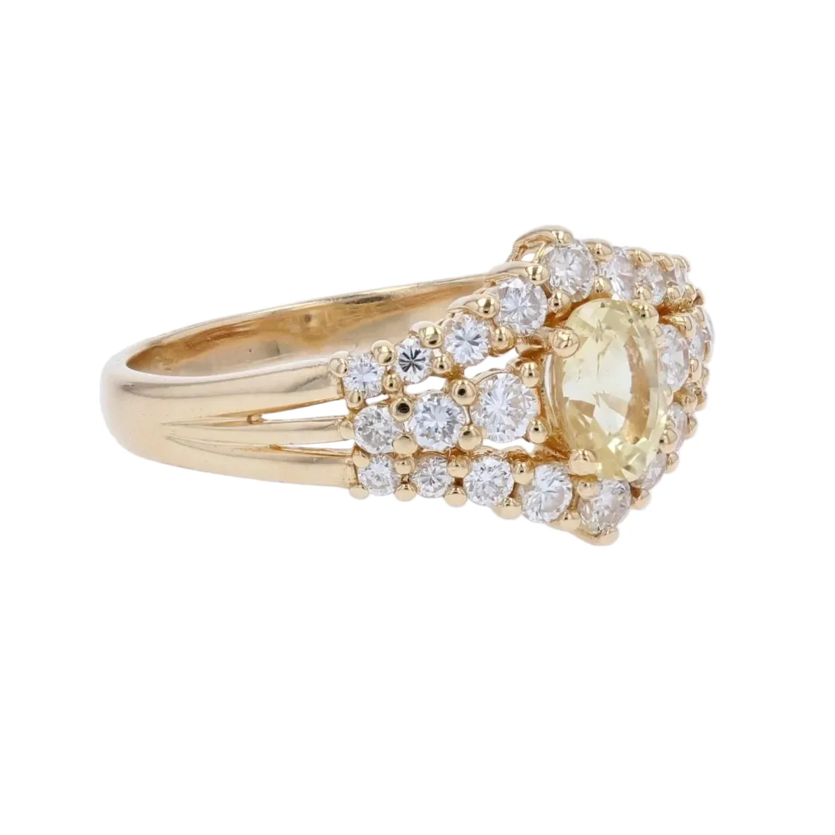 Bague Pavée en or jaune, saphir et diamants - Image 5