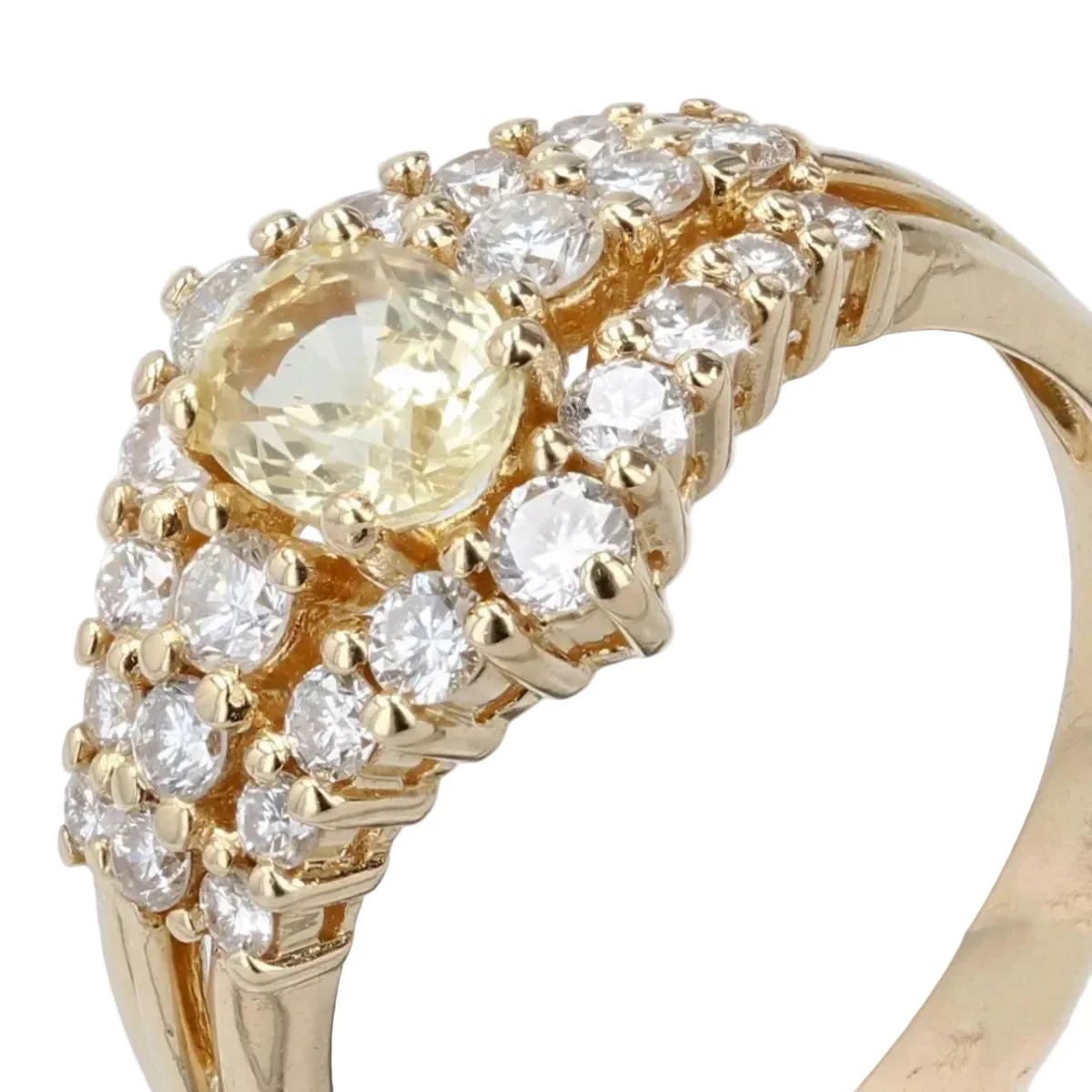 Bague Pavée en or jaune, saphir et diamants - Image 7