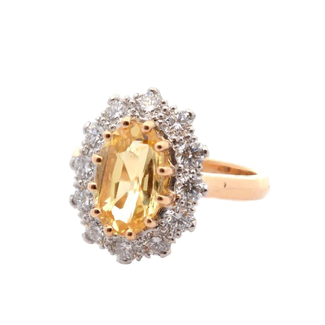 Bague Entourage en or jaune, platine, saphir et diamants - Image 2