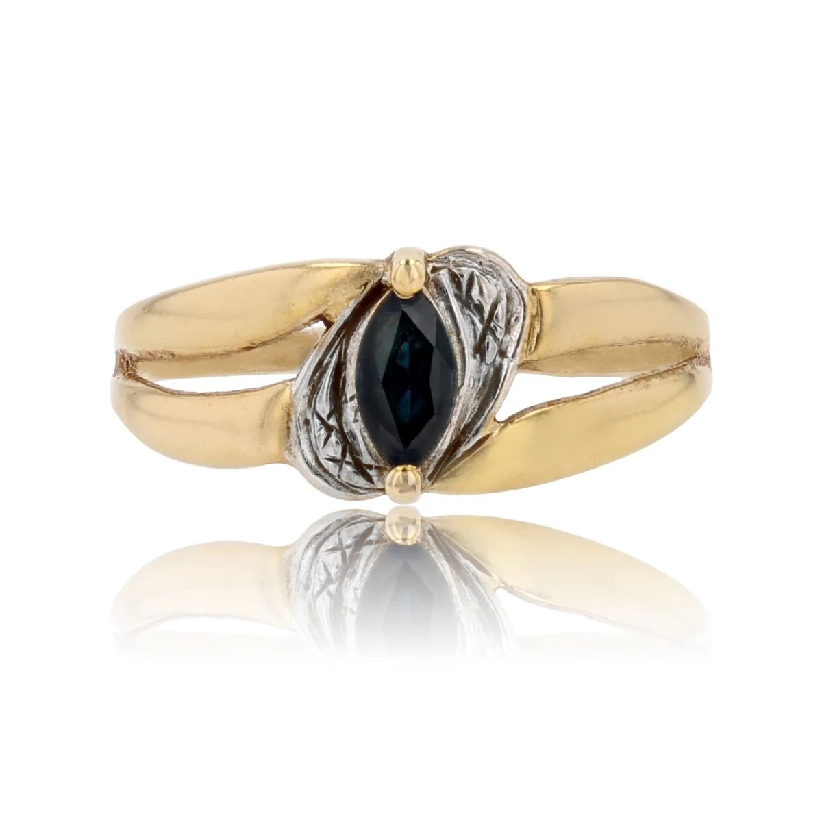 Bague Jonc en or jaune, or blanc et saphir