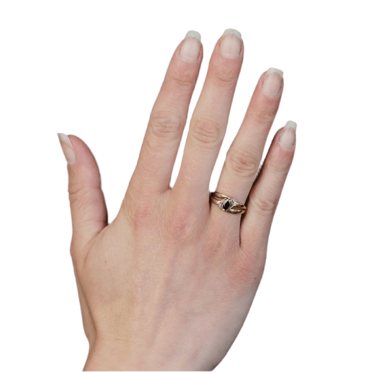 Bague Jonc en or jaune, or blanc et saphir - Image 2