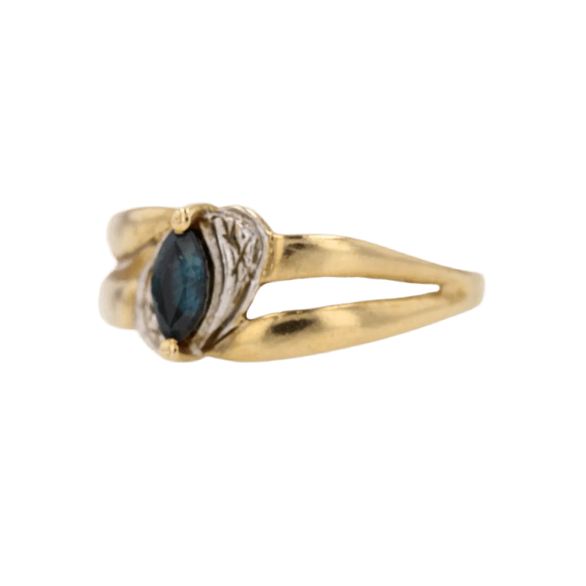 Bague Jonc en or jaune, or blanc et saphir - Image 3