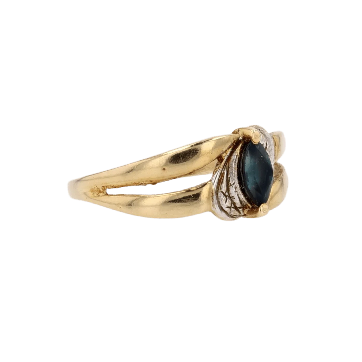 Bague Jonc en or jaune, or blanc et saphir - Image 5