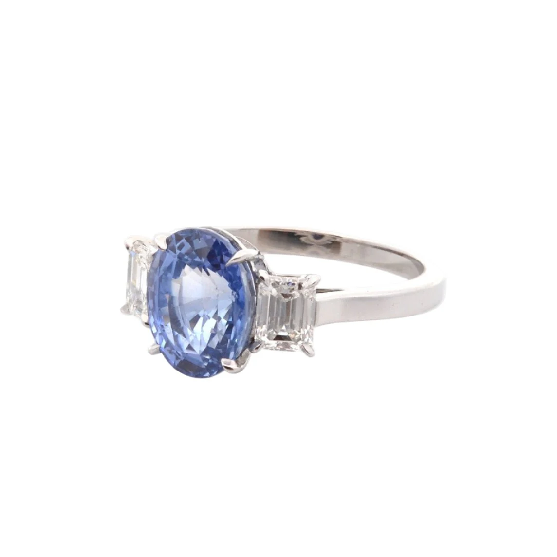 Bague Trilogie en platine, saphir et diamants - Image 2