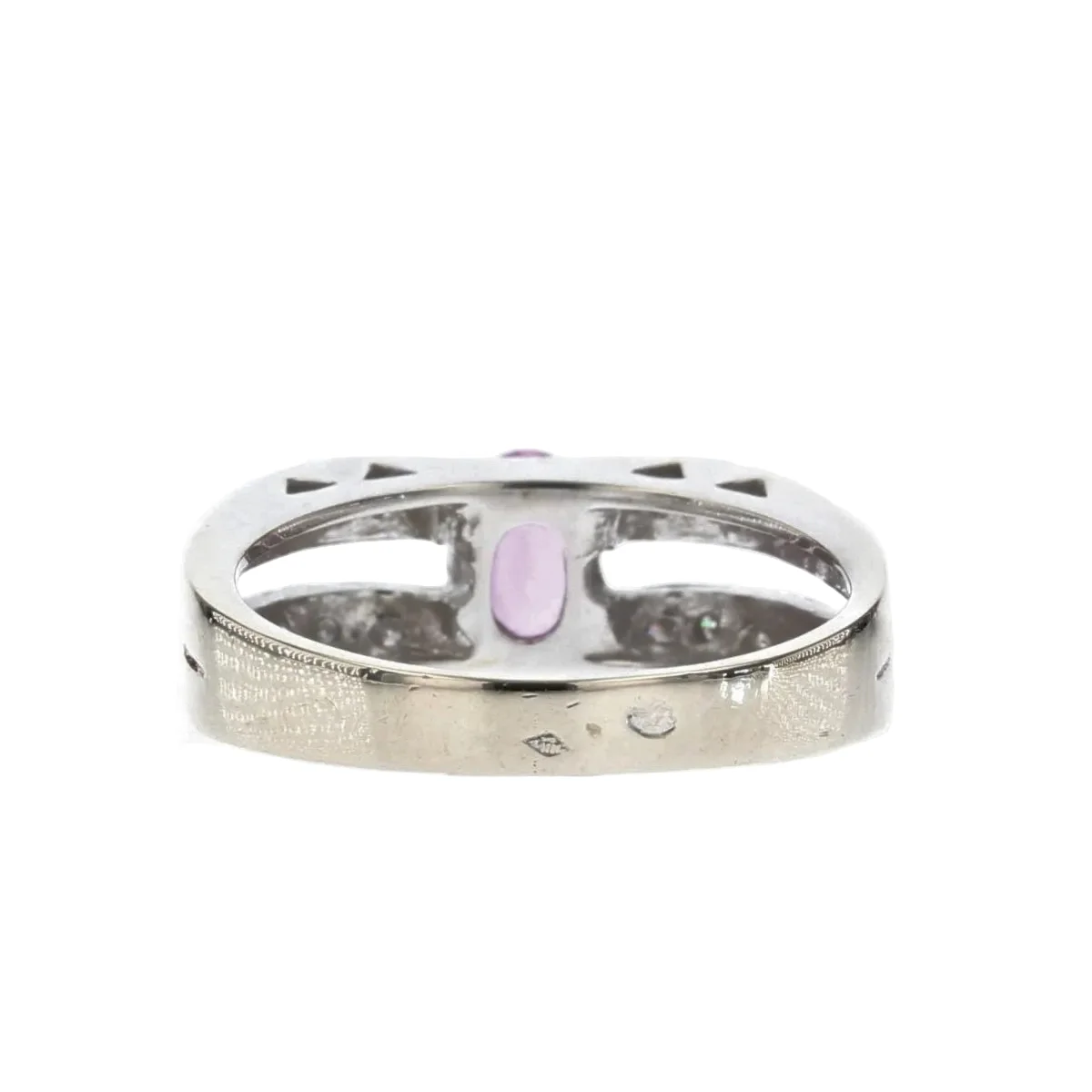 Bague Solitaire en or blanc, saphir et diamants - Image 4