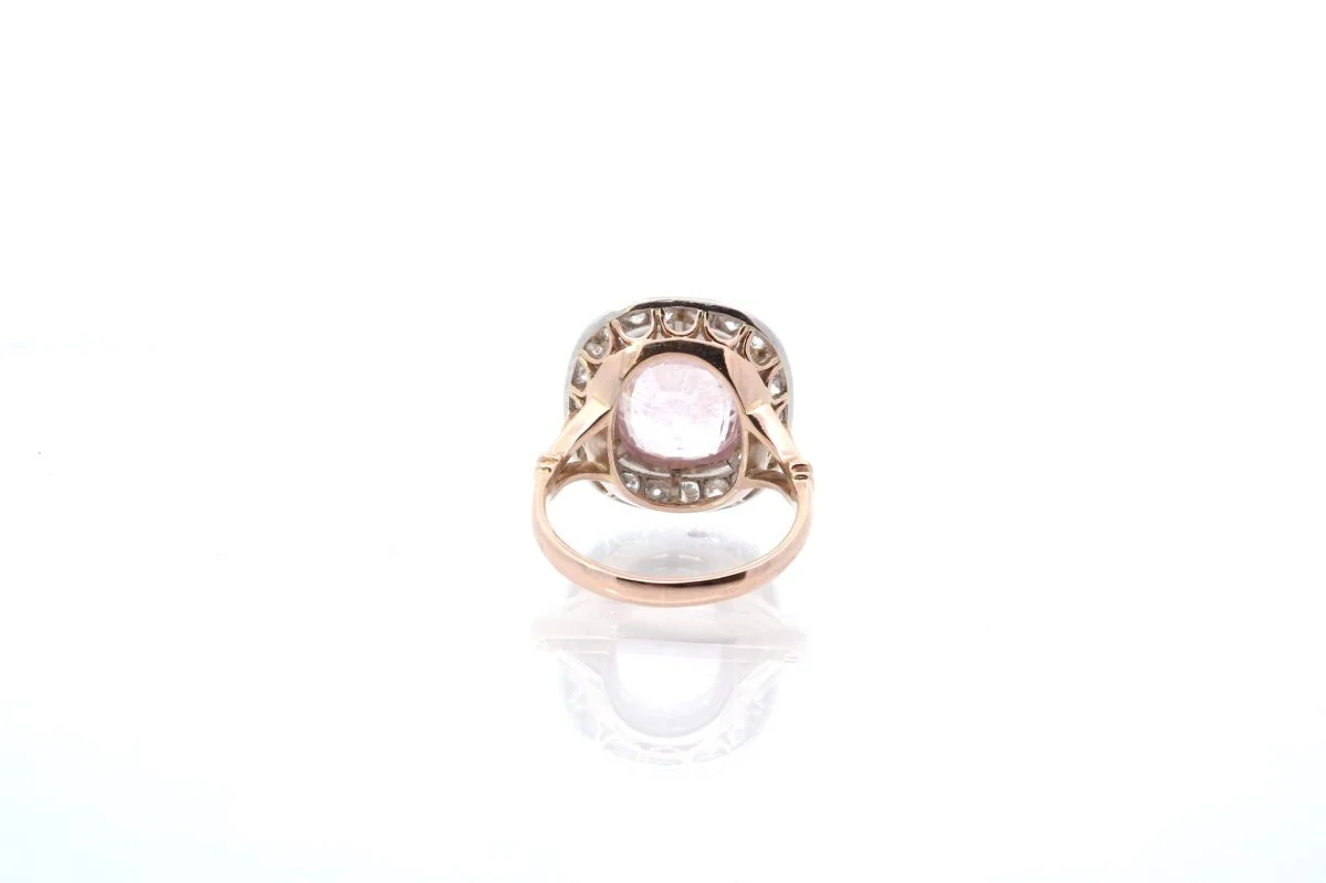 Bague saphir rose et diamants en or rose et platine - Image 4