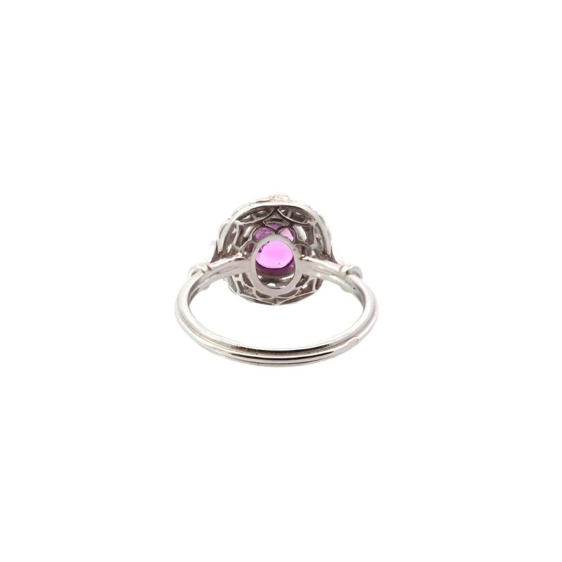 Bague en platine, saphir rose et diamants - Image 3