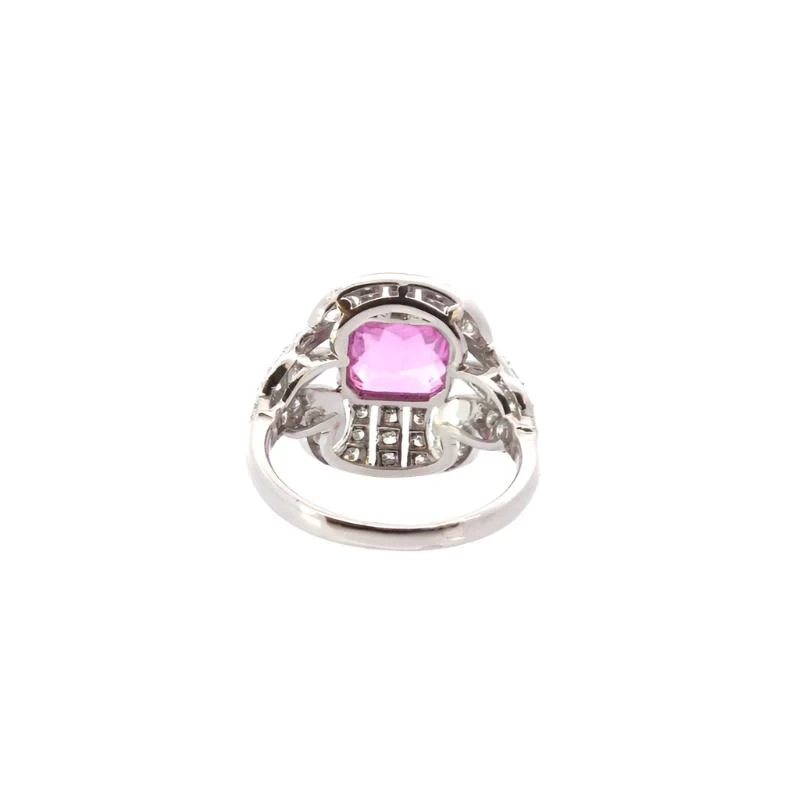Bague en platine, saphir rose et diamants - Image 3