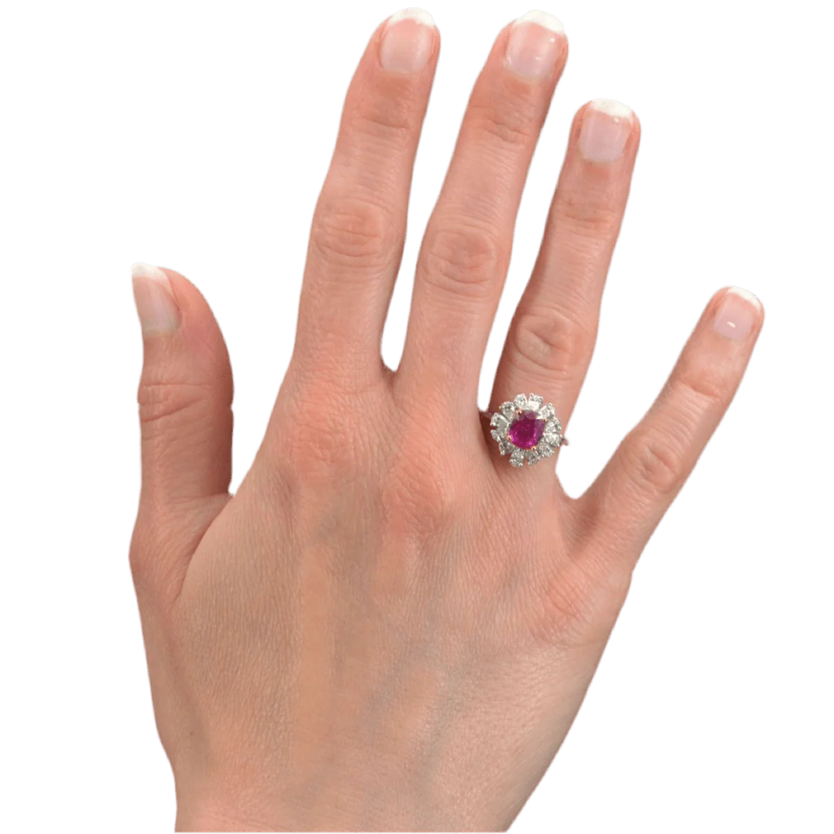 Bague Marguerite en or blanc, or jaune, saphir et diamants - Image 2