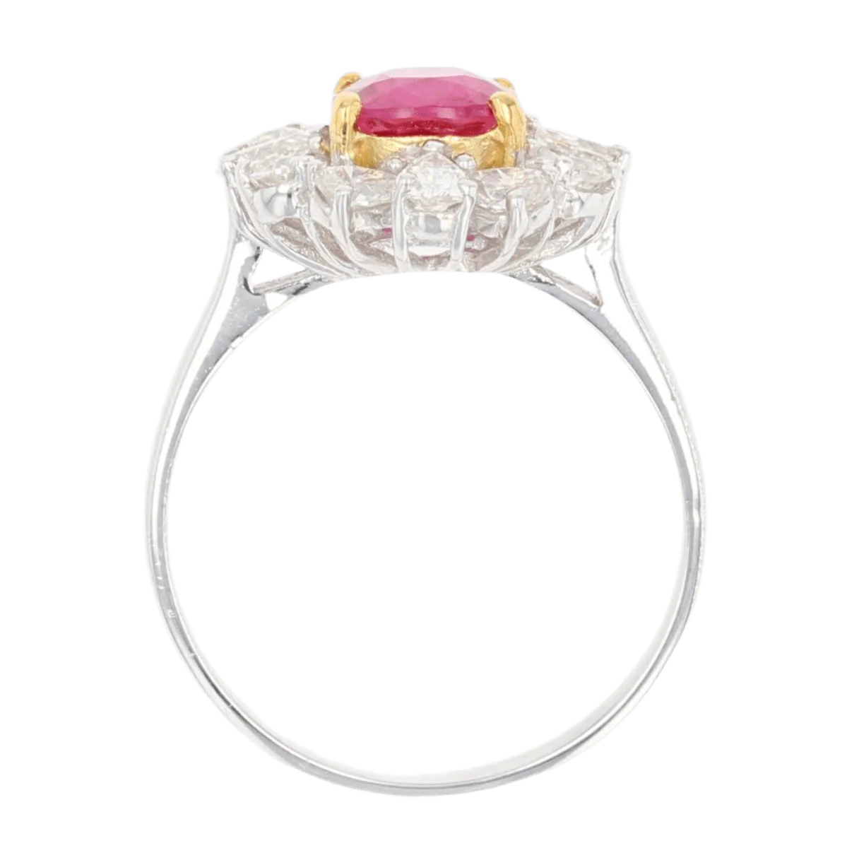 Bague Marguerite en or blanc, or jaune, saphir et diamants - Image 6