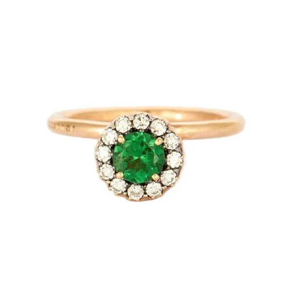 Bague Entourage MOUZANNAR en or rose, grenat et diamants