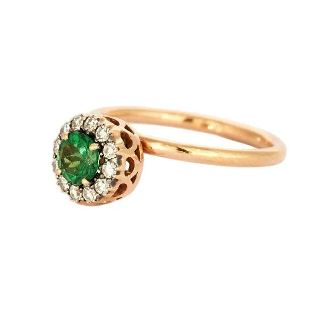 Bague Entourage MOUZANNAR en or rose, grenat et diamants - Image 2