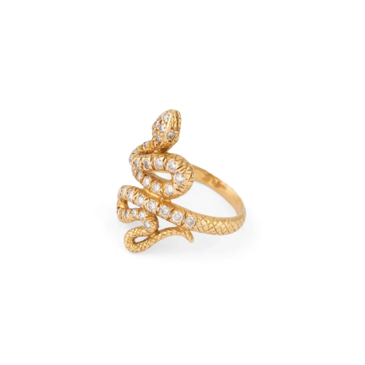 Bague serpent en diamant et or jaune - Image 3