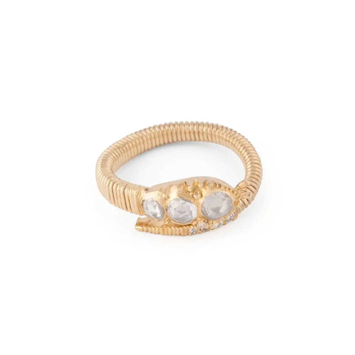 Bague Jonc Serpent tubogas en or jaune et diamants - Image 6